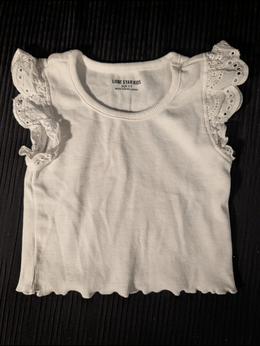 White Ruffle Sleeve Ribbed Tank Top 3T